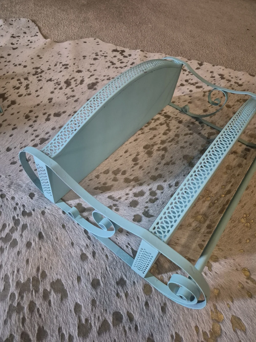 Vintage Metal Aqua Mint Wall Shelf with Mirror Retro